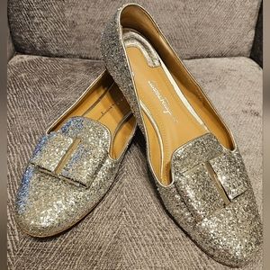 Salvatore Ferragamo silver glitter loafers